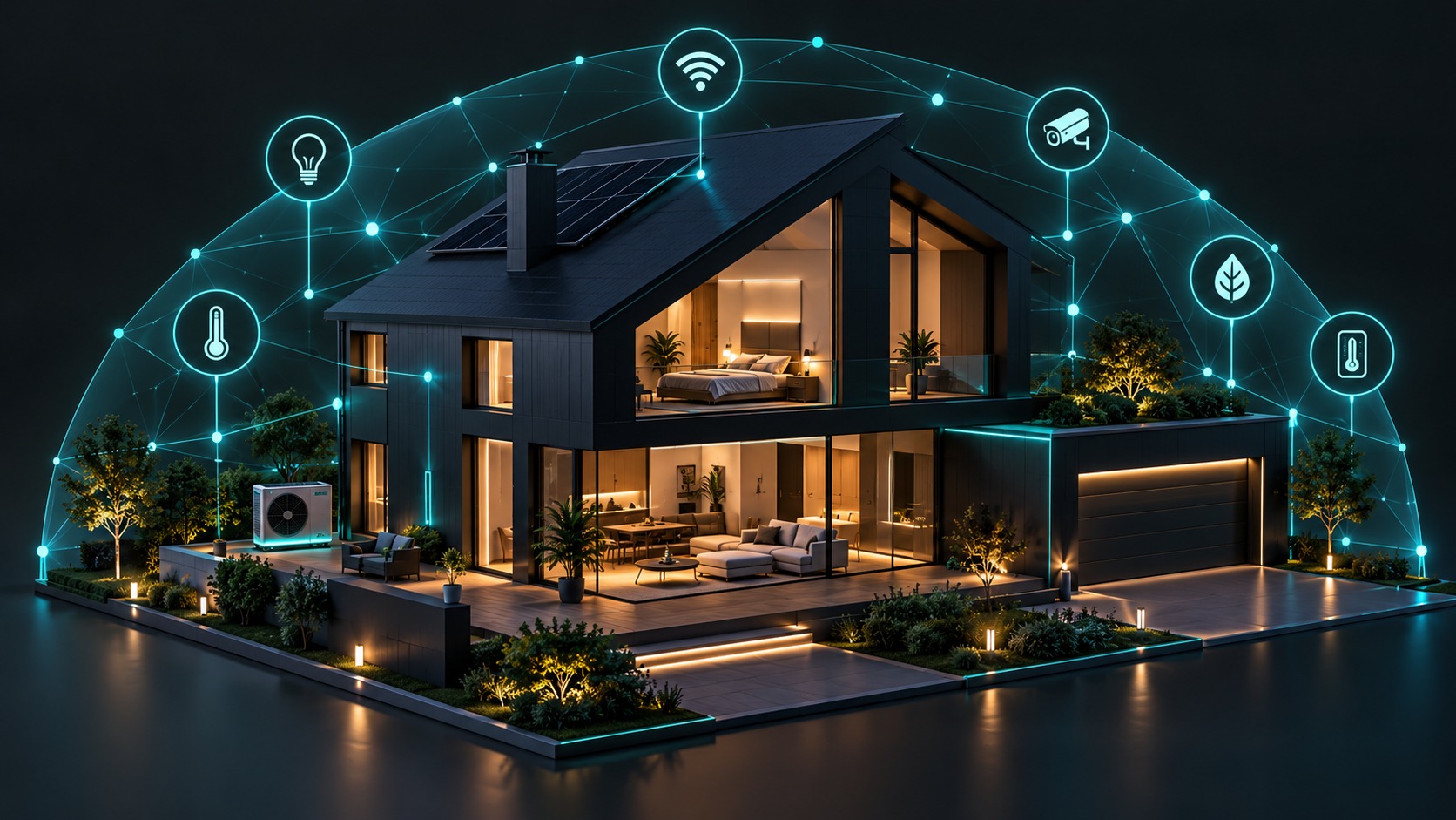 Schemat sieci bezprzewodowego inteligentnego domu - smartmodlabs.com