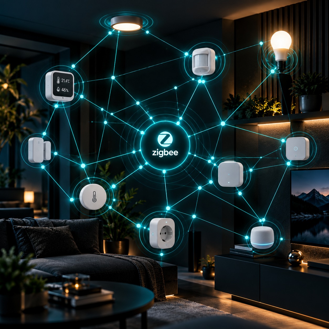 Sieć Mesh łącząca czujniki Zigbee w inteligentnym domu - smartmodlabs.com