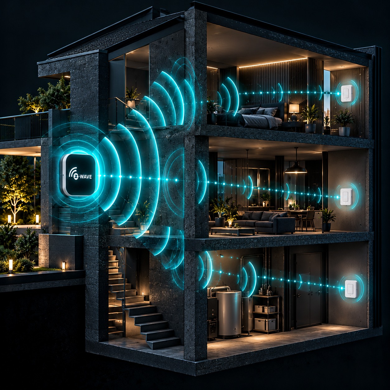 Zasięg sygnału Z-Wave przez ściany budynku - smartmodlabs.com