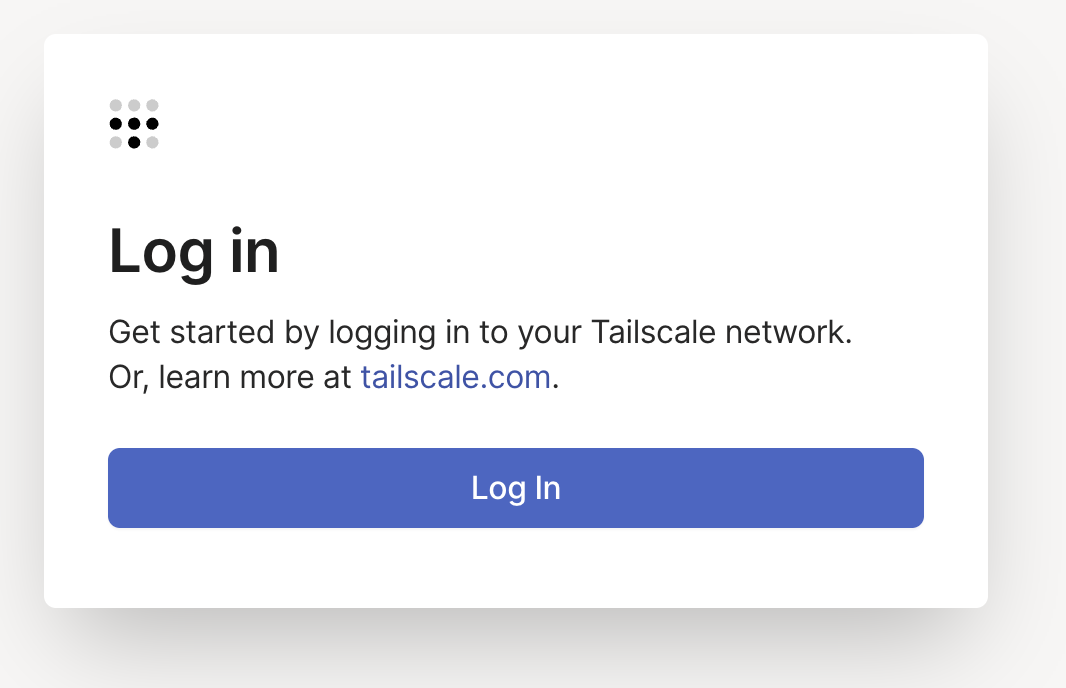 Ekran logowania do sieci Tailscale